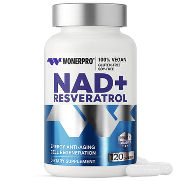NAD+ Supplement 1500mg Pure Organic, NAD+ Resveratrol & Vitamin B3 for Women & Men, Energy Boost & Anti-Aging Support, 120 Vegan Capsules (Gluten-Free, Soy-Free)-11.4 WONERPRO uk supplements