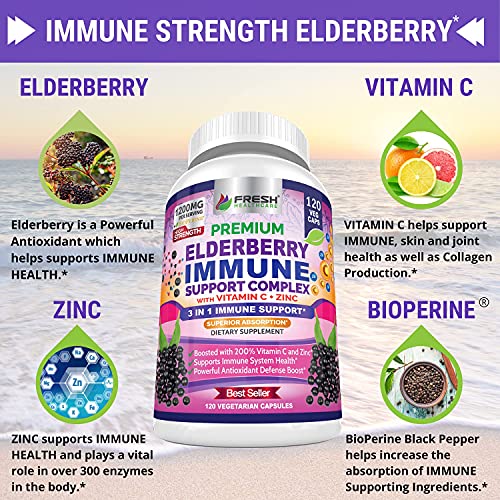 FRESH HEALTHCARE Elderberry Capsules - High Potency Black Elderberry with Zinc FRESH HEALTHCARE uk supplements