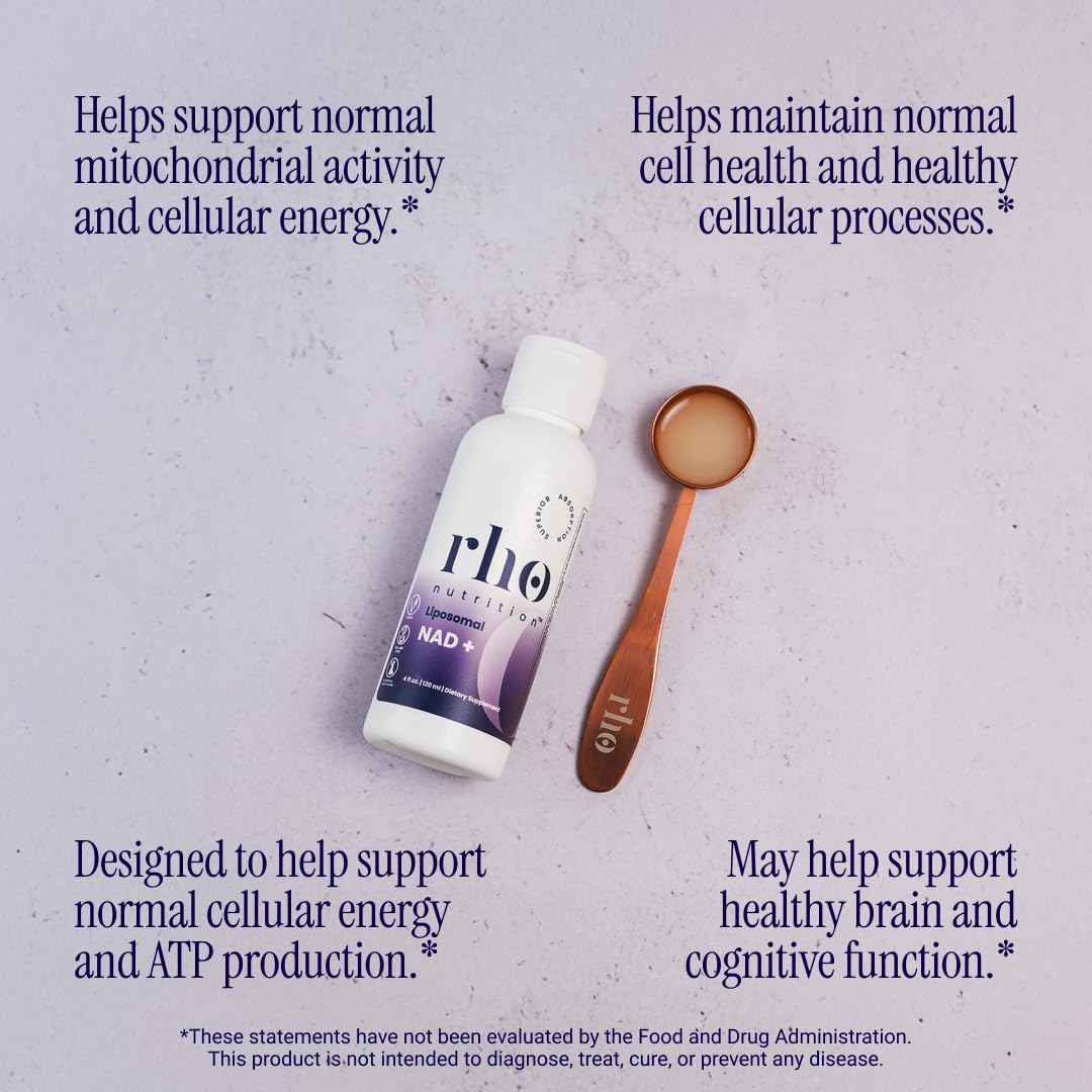 Rho Nutrition Liposomal NAD+ – Liquid Supplement Designed to Help Support Absorption – Active Form of NAD+ Helps Support Normal Cellular Health, Healthy Aging, Energy Metabolism and Overall Vitality Rho Nutrition uk supplements
