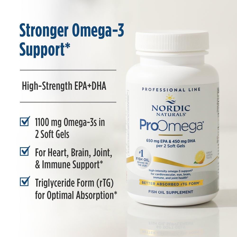 Nordic Naturals ProOmega, Lemon Flavor - 210 Soft Gels - 1000 mg Omega-3 - High-Potency Fish Oil with EPA & DHA - Promotes Brain, Eye, Heart, & Immune Health - Non-GMO - 105 Servings Nordic Naturals uk supplements