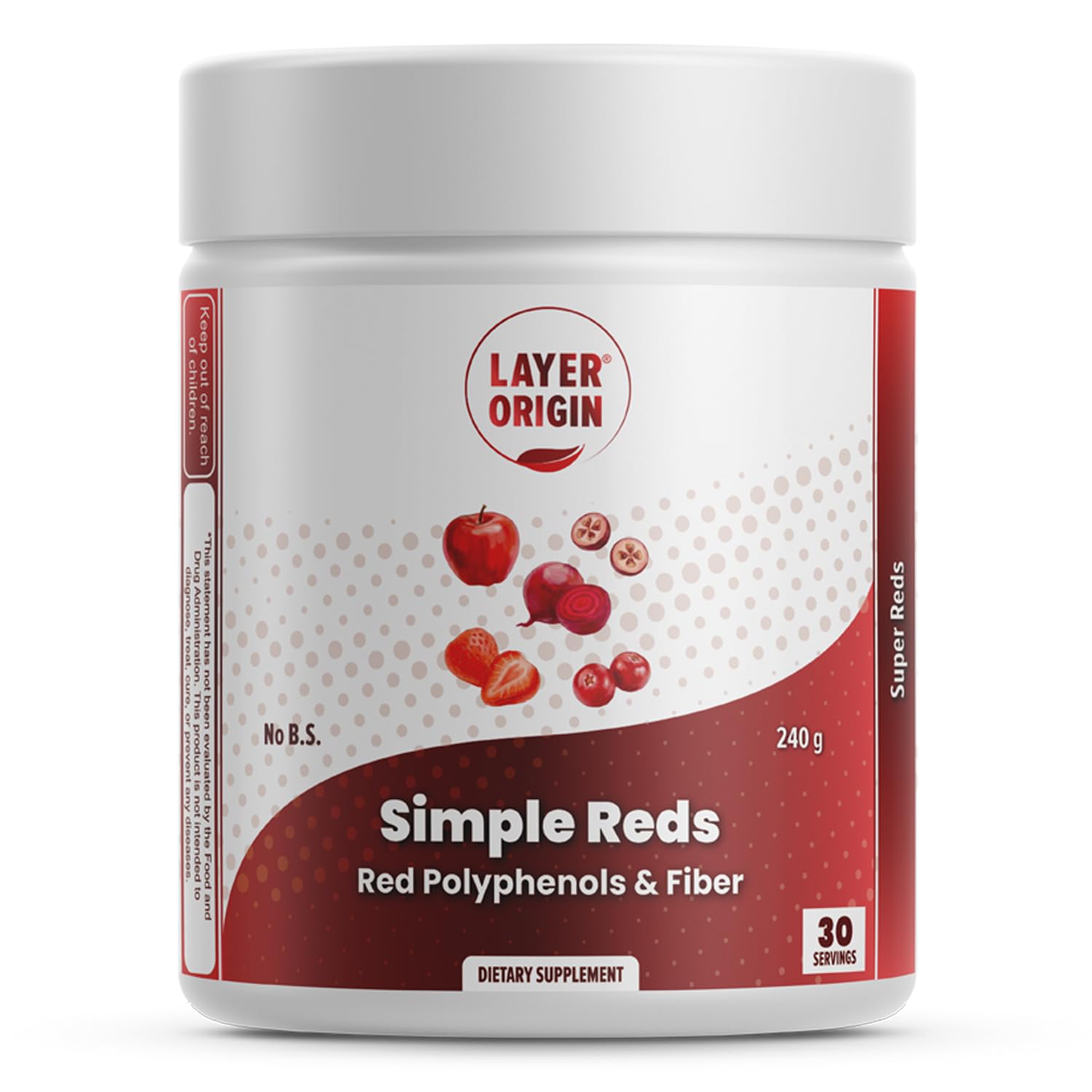 Layer Origin Simple Reds - Organic Red Polyphenols Whole Fruit Powder | Five Real Whole Fruits | 30 Servings Layer Origin uk supplements