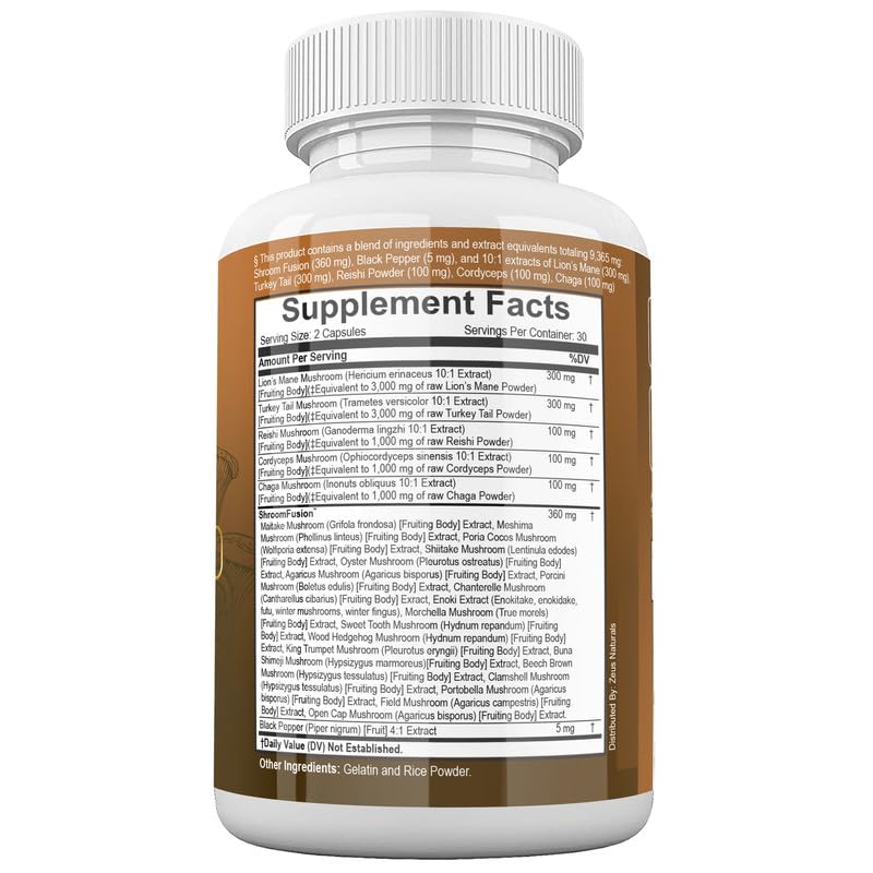 Zeus Naturals Lions Mane Capsules, Mushroom Supplement with Turkey Tail, Cordyceps Zeus Naturals uk supplements