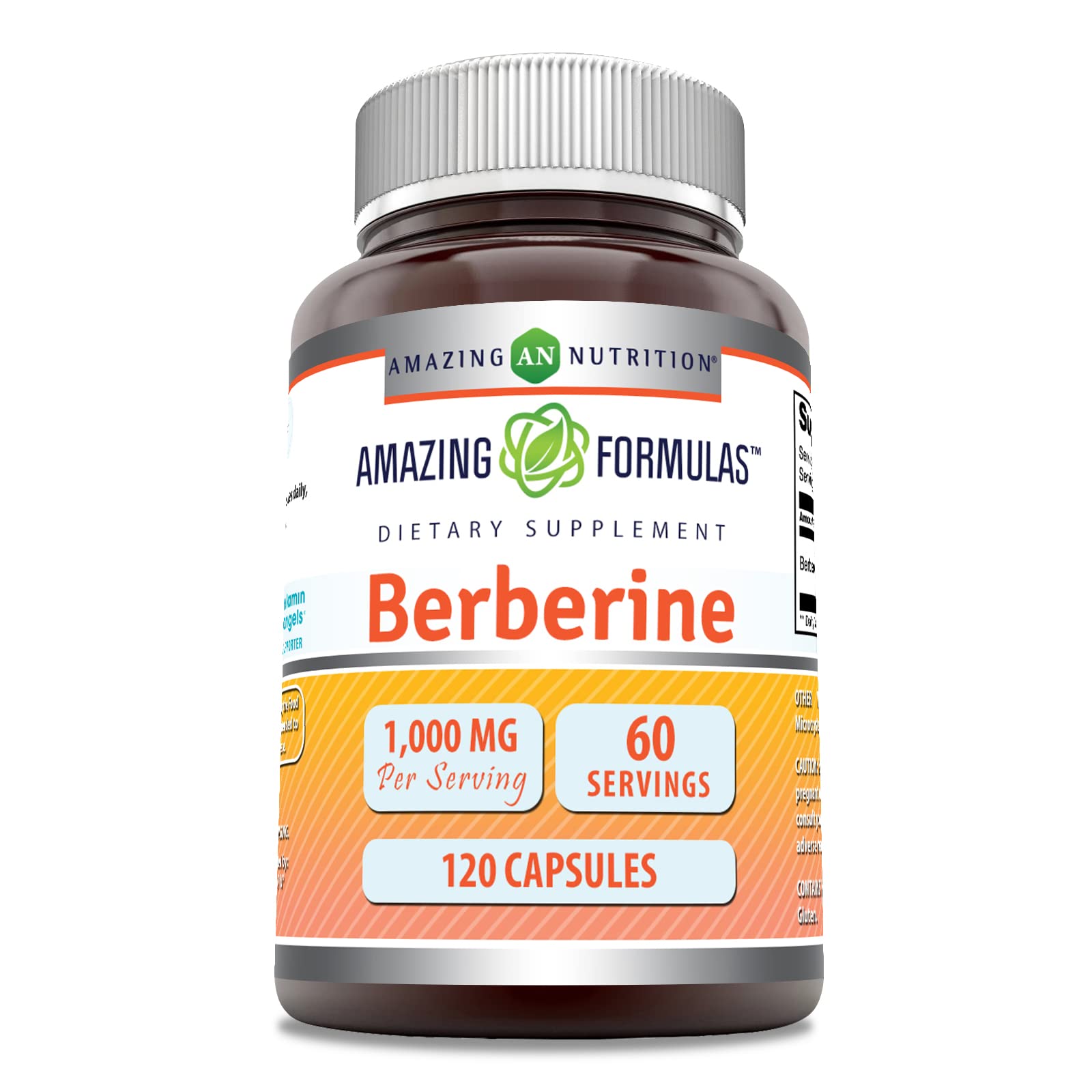 Amazing Formulas Berberine 1000mg Per Serving 120 Capsules Supplement | Non GMO Amazing Nutrition uk supplements