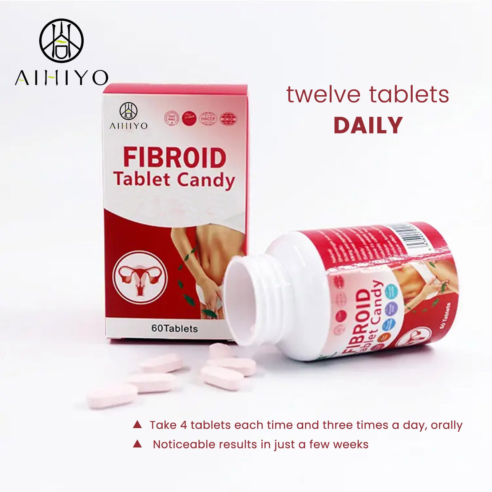 AIHIYO Herbal Tablets for Women's Wellness, 1000mg Pill Supplement, Supports Menstrual Comfort & Hormonal Balance, 60 Tablets AIHIYO uk supplements