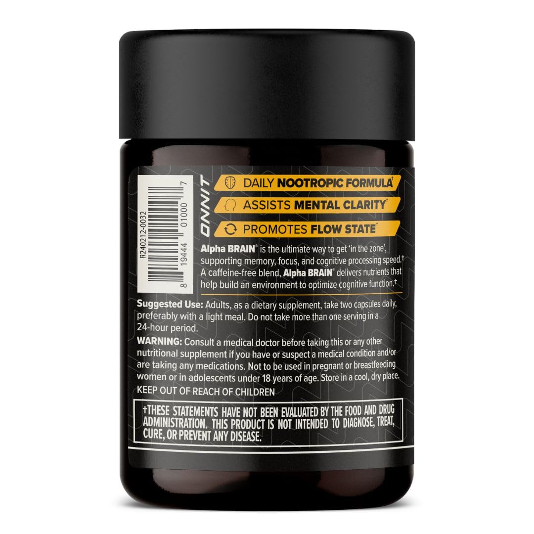 ONNIT Alpha Brain Nootropic Capsules for Men & Women, IGEN Non-GMO Tested Memory, Focus & Mental Clarity, with L-Theanine and Vitamin B6, 30 Count Each, Pack of 3 (90 Capsules) ONNIT uk supplements
