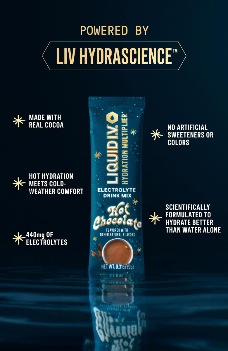Liquid I.V.® Hydration Multiplier Hot Chocolate | Limited Edition Electrolyte Powder Drink | 2 Pack (12 Servings) Liquid I.V. uk supplements