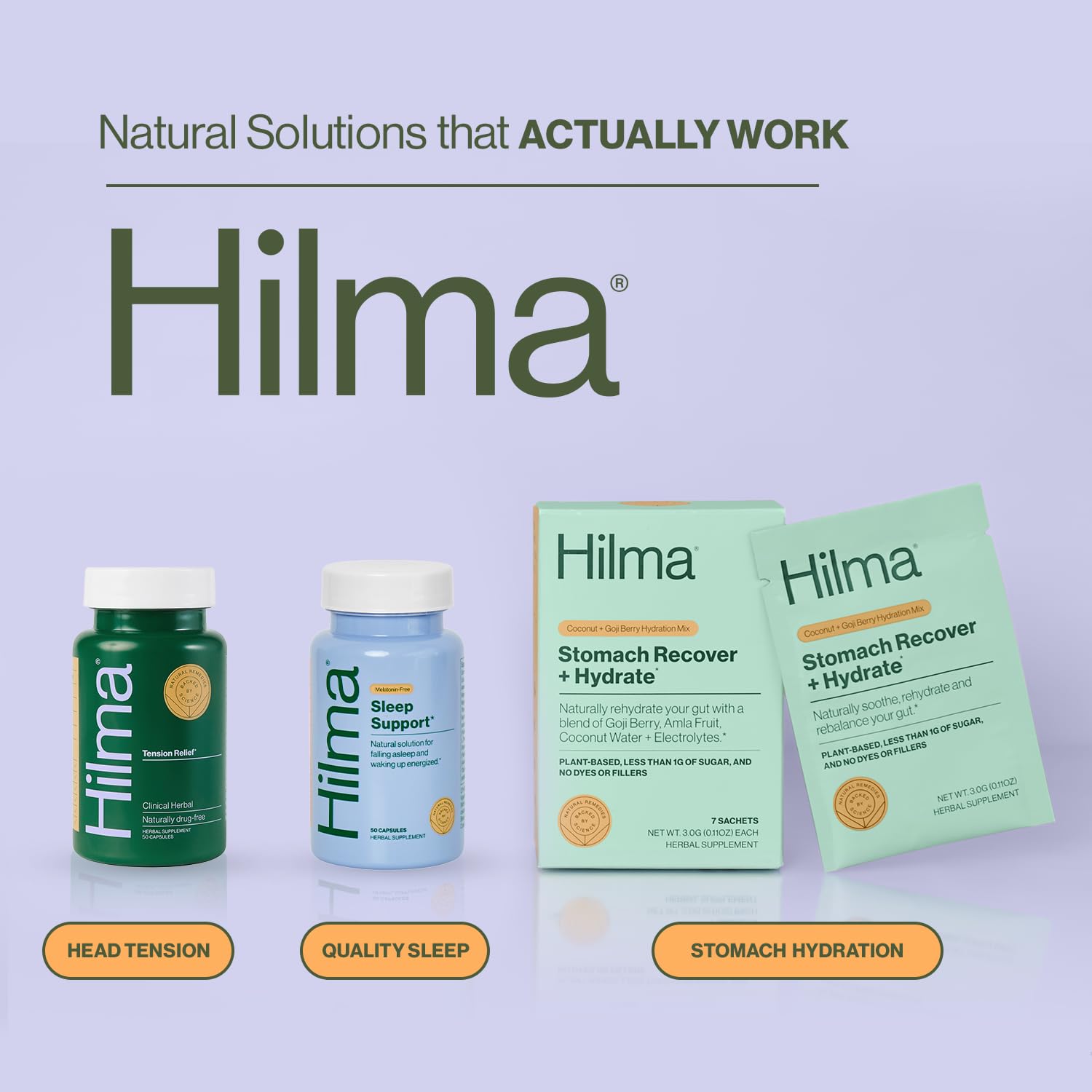 Hilma Natural Tension Headache Relief, Supplements with Magnesium, Boswellia and Feverfew, 50 Vegan Capsules Hilma uk supplements