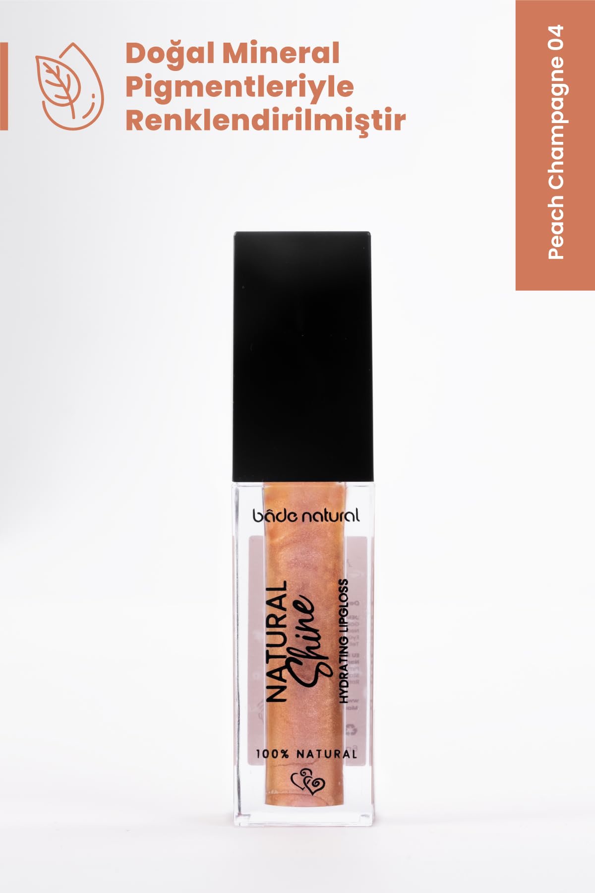 Bade Natural Moisturizing Lip Gloss Peach Champagne 04 – Soft Shine Finish, Smooth Non-Sticky Formula Bade Natural uk supplements