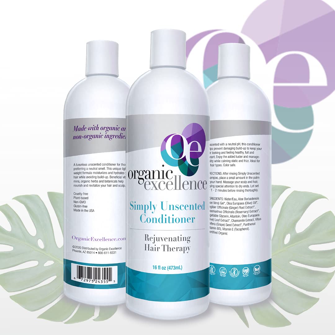 Organic Excellence Sulfate Free Conditioner - Fragrance, Gluten, Paraben Free, Color Safe. Organic Herb Extracts and Oils, Natural Hair Care for the Whole Family, 16 fl ounces (473 ml) Organic Excellence uk supplements