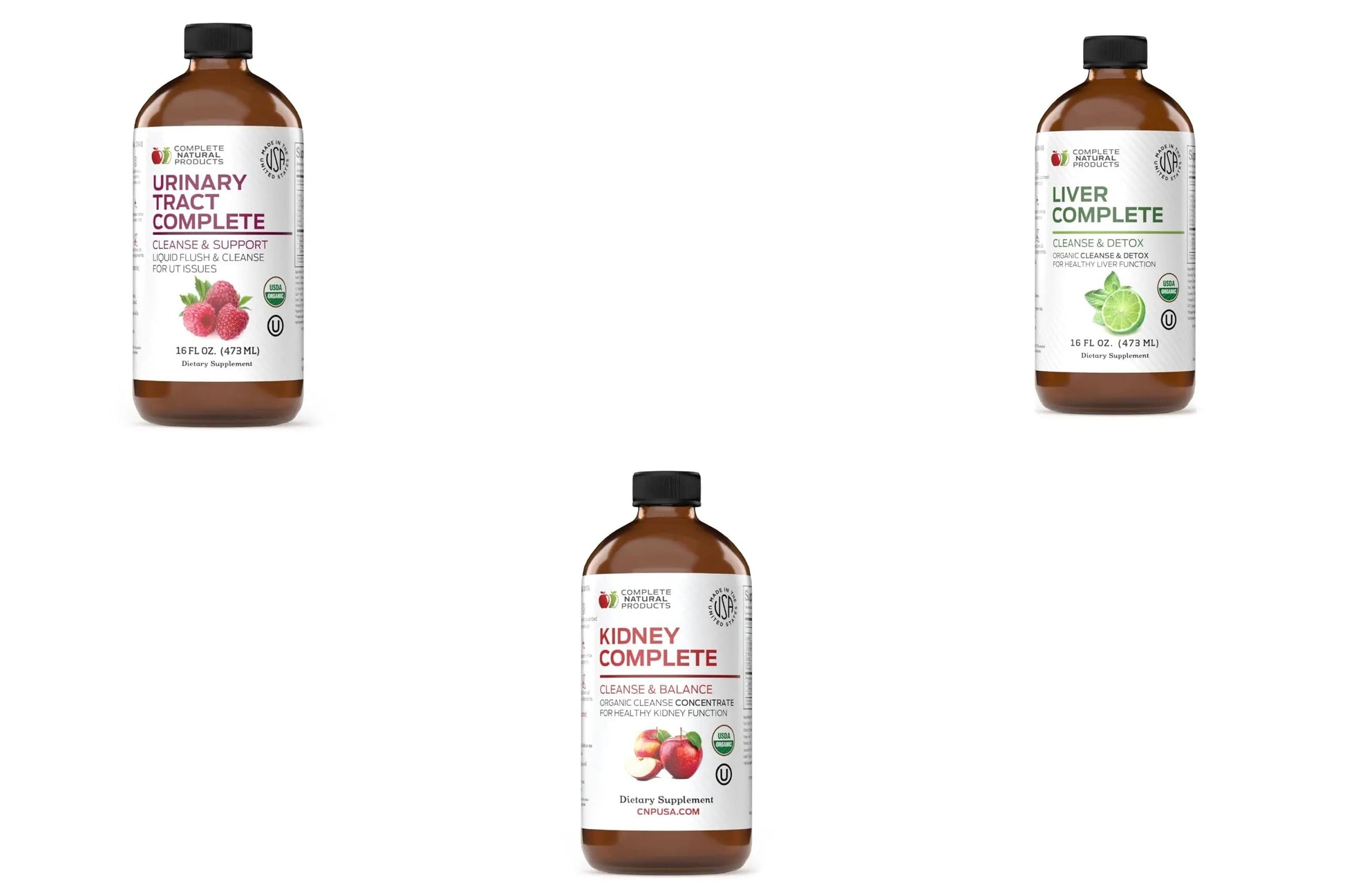Complete Natural Urinary Tract Complete 12oz, Liver Complete 16oz, Kidney Complete 12oz Bundle Complete Natural Products uk supplements