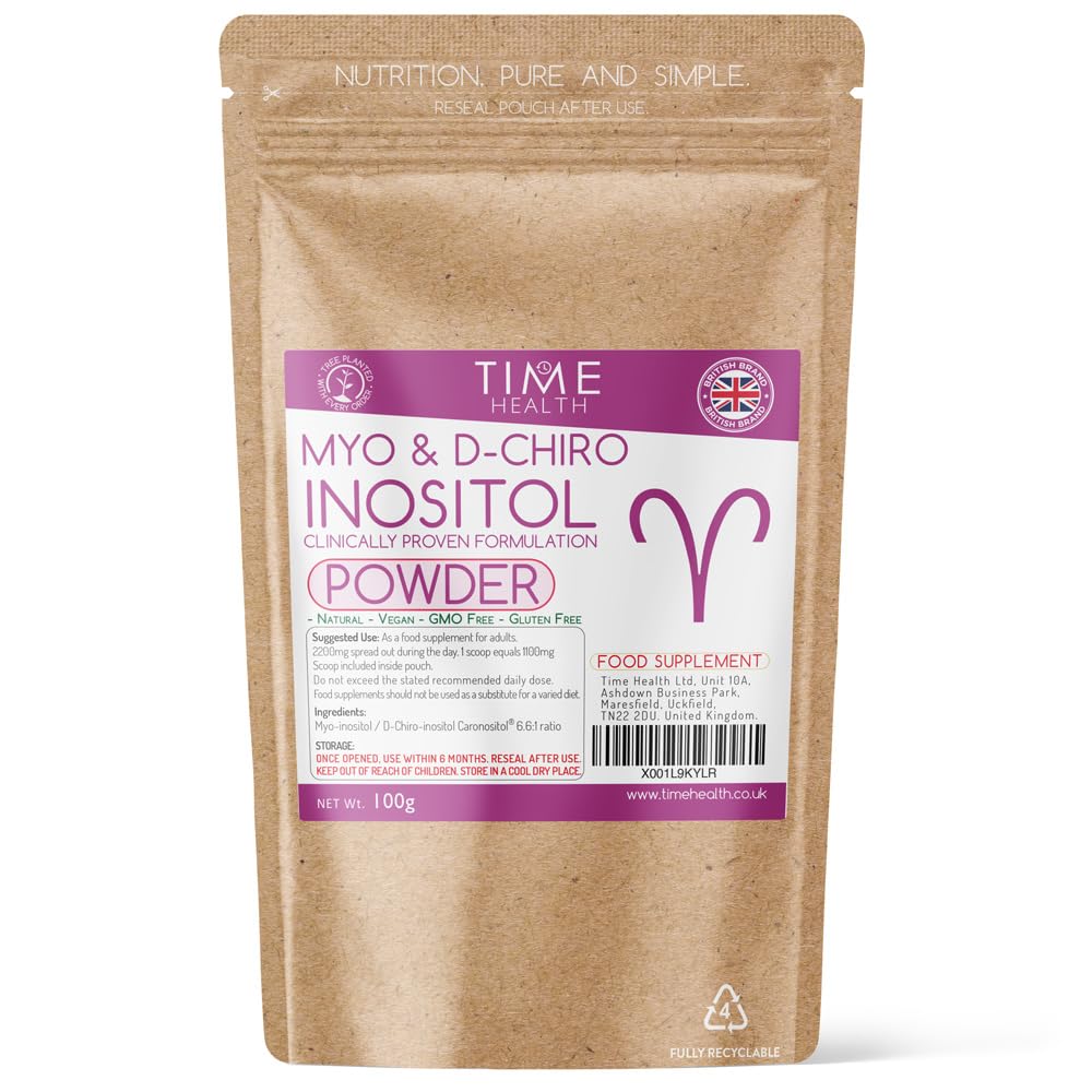 Myo & D Chiro Inositol Powder - Clinically Proven - PCOS Support - 6X More D Chiro Time Health uk supplements