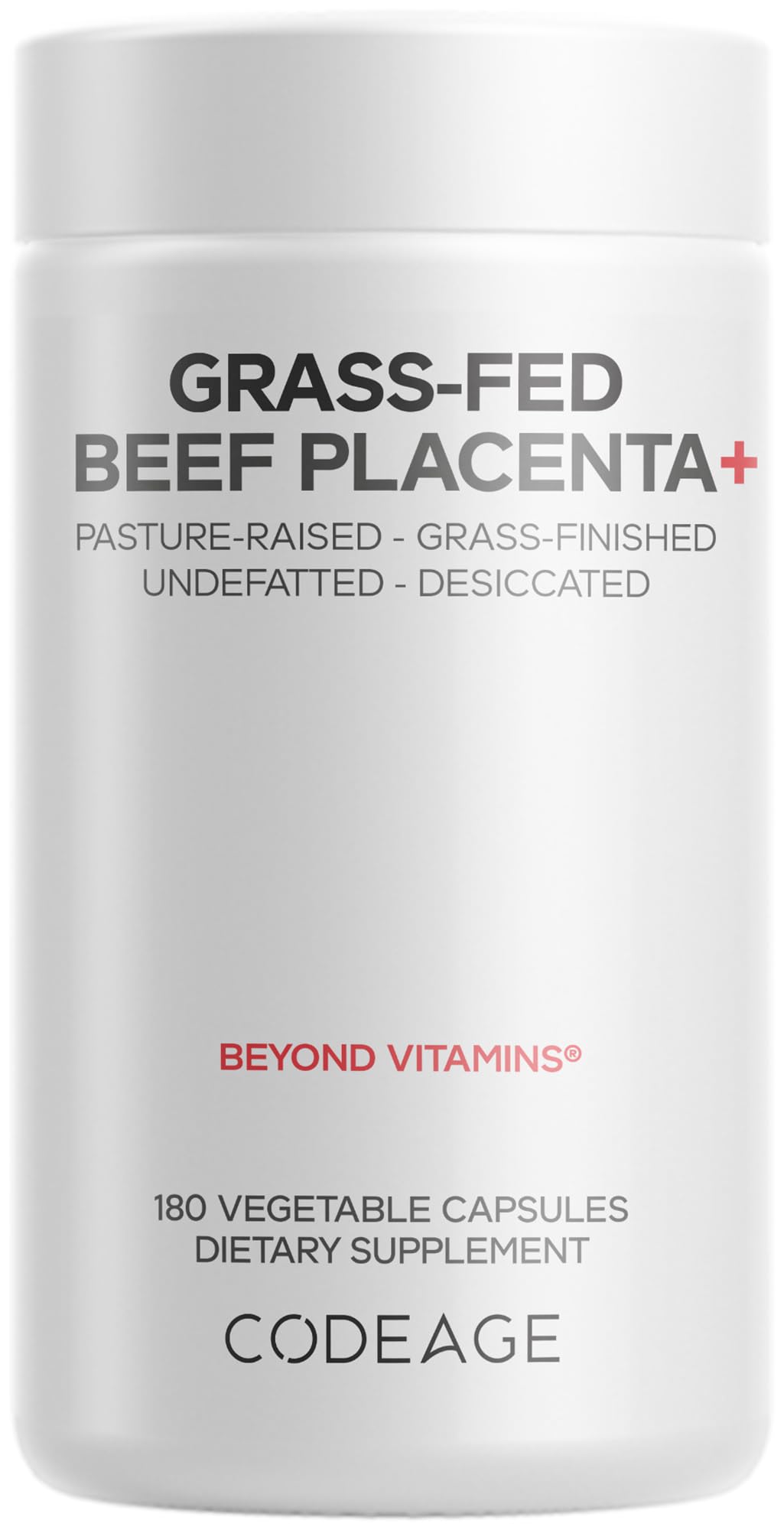 Codeage Grass-Fed Beef Placenta Supplement - Bovine Placenta – Pasture-Raised, Grass-Finished, Undefated, Desiccated - Non-GMO - 180 Capsule Codeage uk supplements