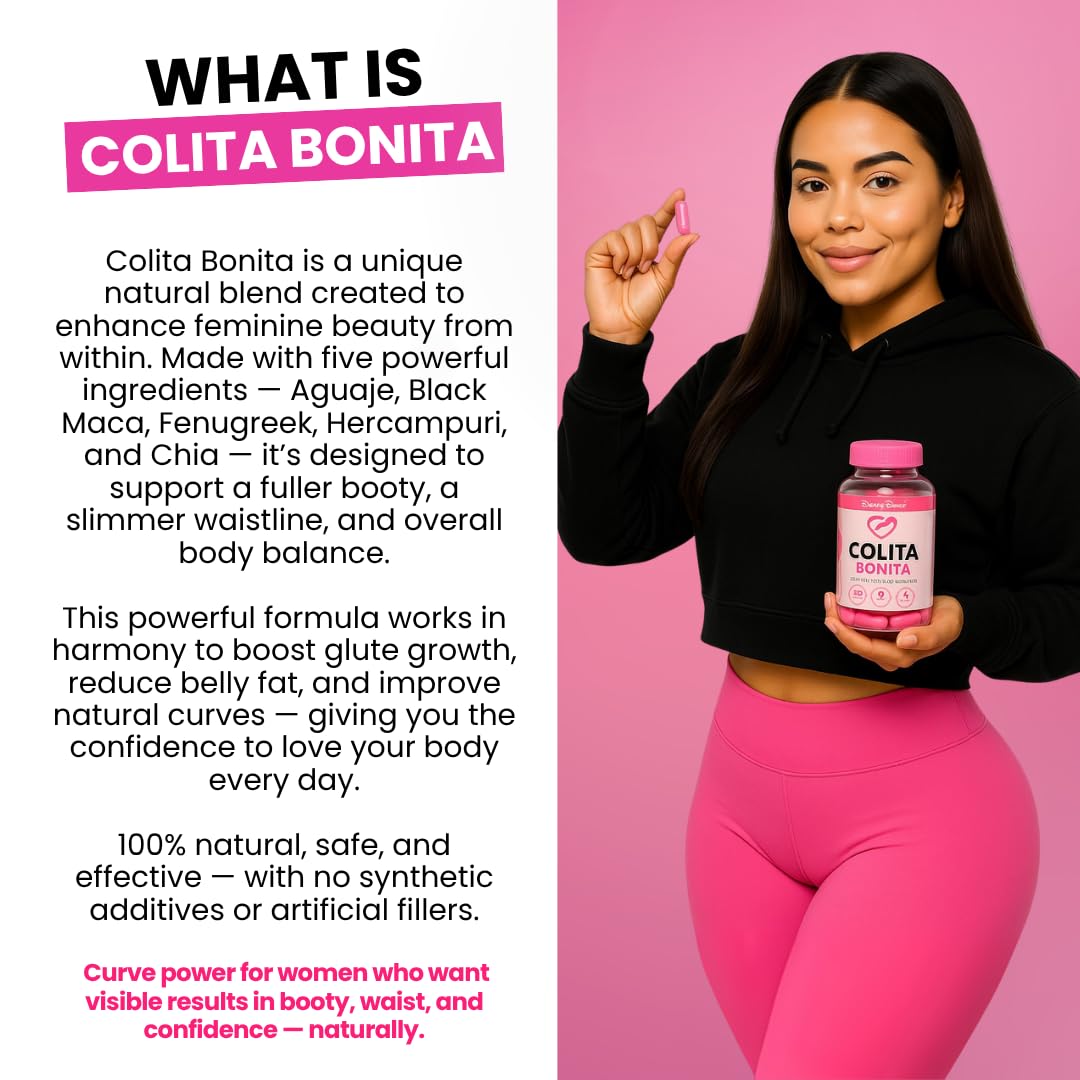 Colita Bonita – Aguaje, Black Maca & Fenugreek Pills – Natural Booty Growth & Hip Shaping Supplement – Supports Curves, Hormonal Balance & Waist Definition – 60 Capsules (30-Day Supply) Curvy Fruit uk supplements