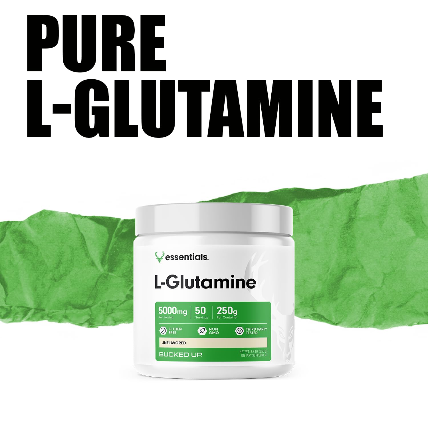 Bucked Up L-Glutamine (5000mg), Essentials (50 Servings, 250 Grams) Bucked Up uk supplements