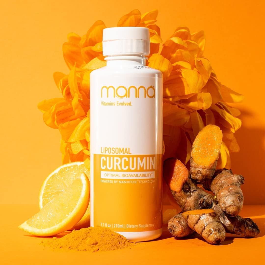 Manna Vitamins Evolved Liposomal Liquid Curcumin for Advanced Absorption Best Turmeric Supplement for Daily Joint & Immune Health Support - Vegan, Non-GMO, 95% Curcuminoids (1 Pack) Manna Vitamins Evolved uk supplements