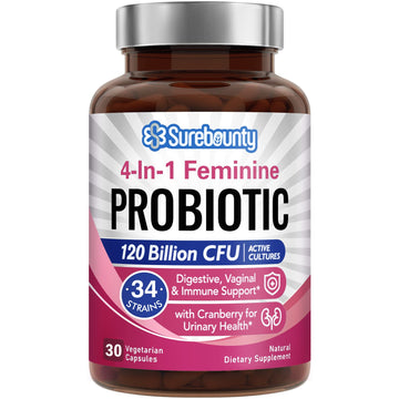 Surebounty Probiotics for Women, 120 Billion CFU 34 Strains, Prebiotics + Digestive Enzymes Surebounty uk supplements