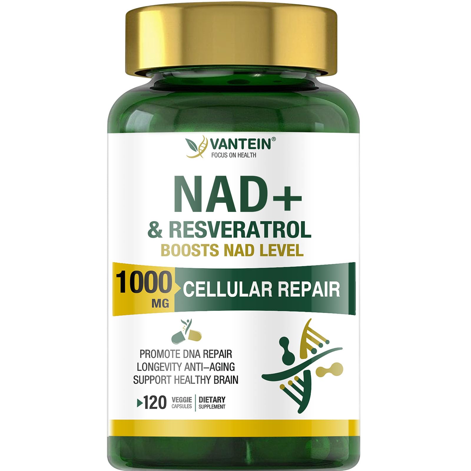 TEATTY NAD+ & Resveratrol Supplement - NMN Alternative with 120 Capsules, Anti-Aging Cellular Support, Energy & Longevity Booster, DNA Repair Formula TEATTY uk supplements
