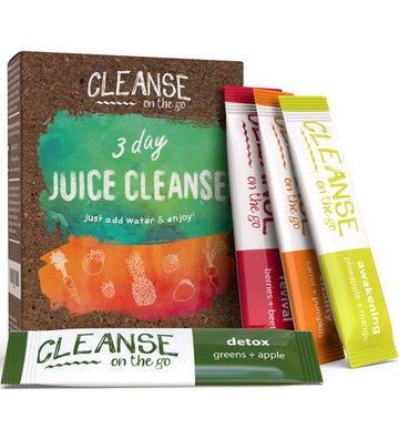 CLEANSE on the go - 3 Day Juice Cleanse - Just Add Water - 21 Powder Packets CLEANSE on the go uk supplements