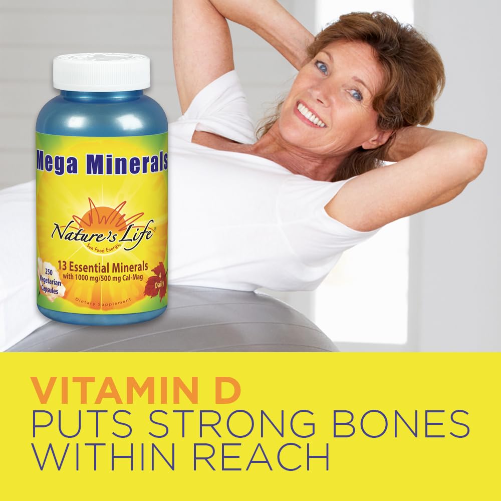 Nature's Life Mega Minerals Complex | Complete Multi Mineral + Vitamin D Supplement | 250 Vegetarian Capsules Nature's Life uk supplements