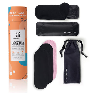 Pandabelle Hot & Cold Reusable Perineal Ice Pack with 4 Washable Cotton Sleeves & Carry Bag for Postpartum Perineal Pain, Hemorrhoids, C-Section Scar, Breastfeeding, Post-Waxing Hair Removal & More PANDABELLE uk supplements