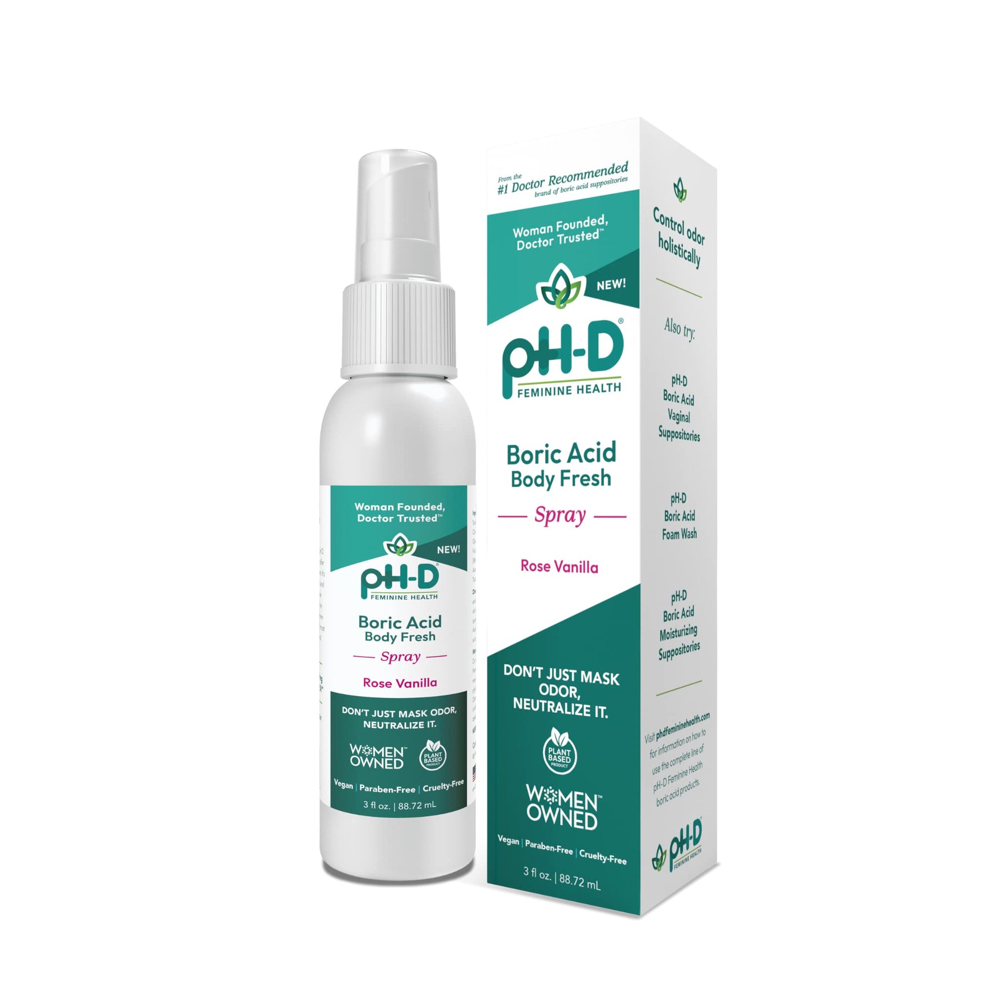 pH-D Feminine Health - Boric Acid Body Fresh Spray - Vegan, Paraben-Free, Plant Based pH-D Feminine Health Support uk supplements