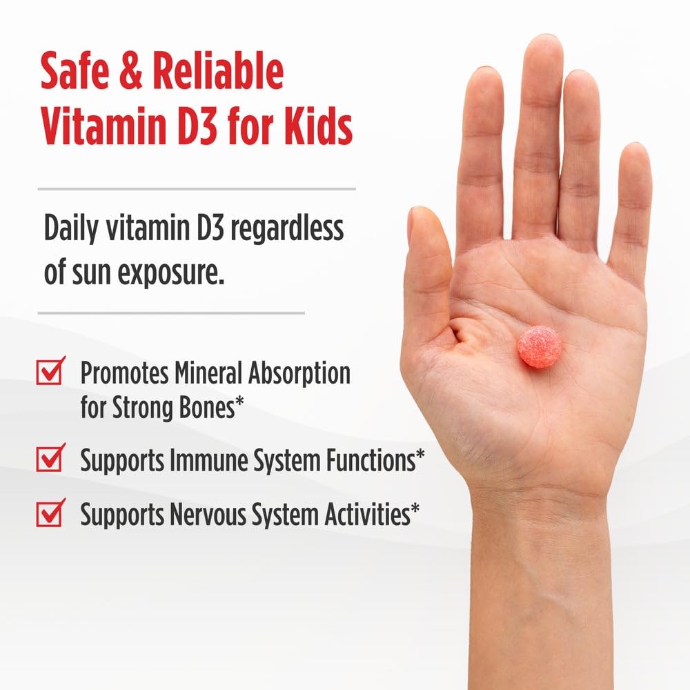 Nordic Naturals Vitamin D3 Gummies Kids, Wild Watermelon Splash - 120 Gummies - 400 IU Vitamin D3 - Bone Health, Healthy Immunity - Non-GMO, Vegetarian - 120 Servings Nordic Naturals uk supplements