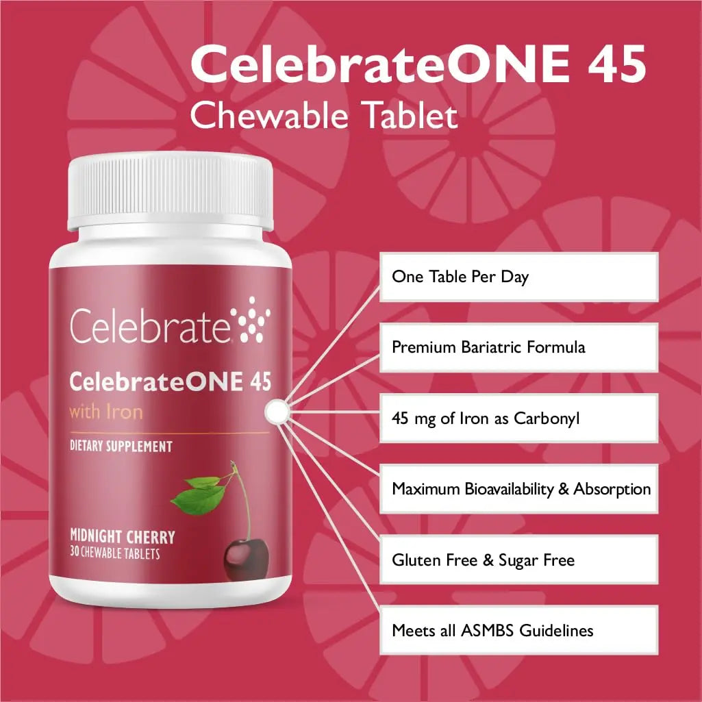Celebrate Vitamins CelebrateONE 45 Chewables, 45mg Iron - Once Daily Bariatric Multivitamin, Essential Vitamins & Minerals Celebrate Bariatric Supplements uk supplements