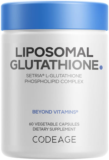 Codeage Liposomal Glutathione Supplement - Pure Reduced Setria L-Glutathione, Liposomal Delivery, Phospholipid Complex - Encapsulated Glutathione Powder Pills - Vegan, Non-GMO - 60 Capsules Codeage uk supplements