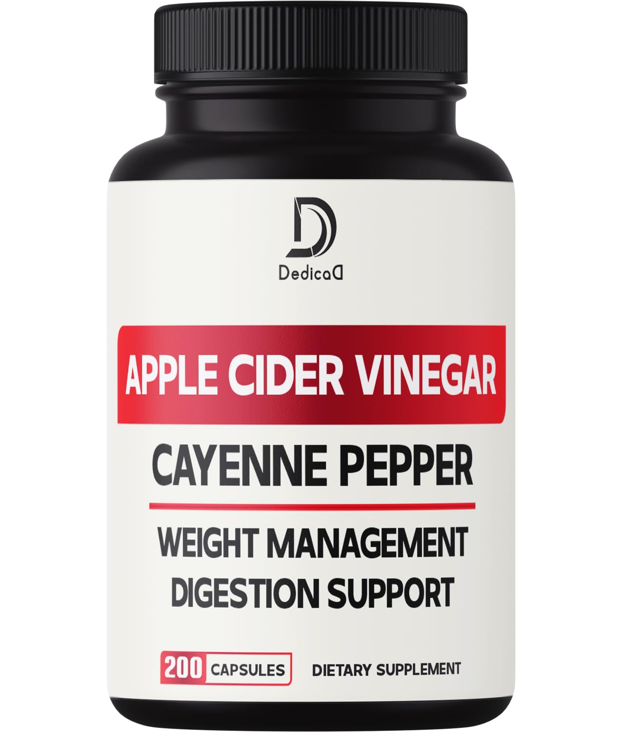 12in1 Apple Cider Vinegar Supplements - 200 Capsules with Cayenne Pepper, Grape Seed DEDICAD uk supplements