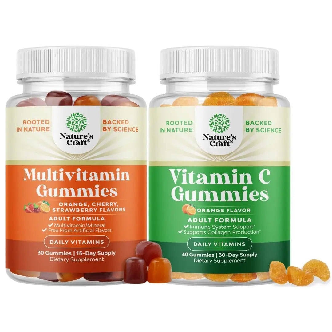 Bundle of Multivitamin Gummies for Adults - Vitamin Gummy for Energy and Immunity - Halal and Chewable Vitamin C Gummies for Adults Natures Craft uk supplements