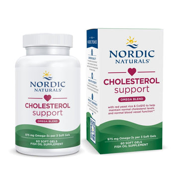 Nordic Naturals Cholesterol Support, Lemon - 60 Soft Gels - 975 Omega-3 + Red Yeast Rice & CoQ10 - Normal Cholesterol, Antioxidant Support - EPA & DHA - Non-GMO - 20 Servings Nordic Naturals uk supplements