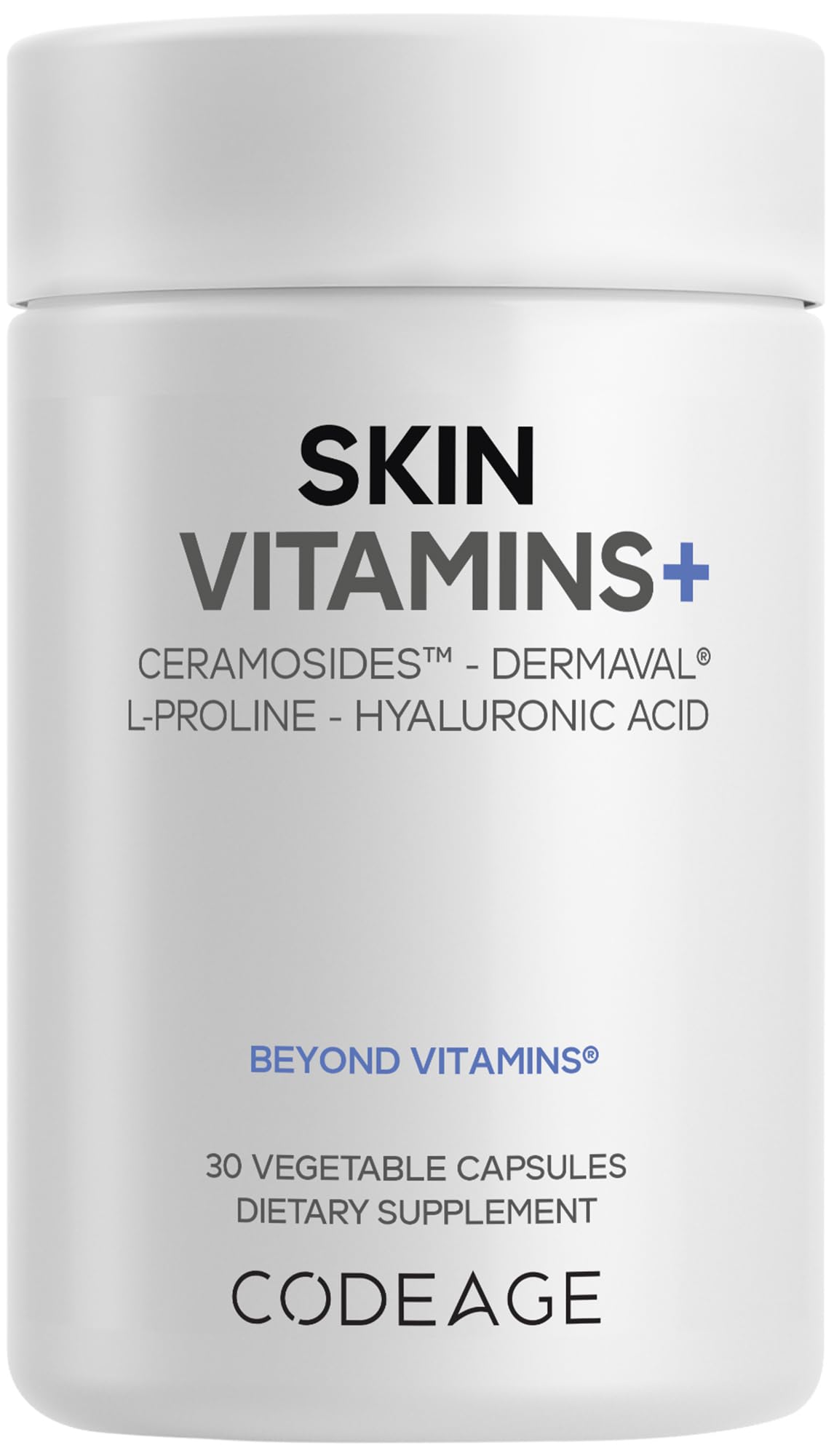 Codeage Skin Vitamins+ Supplement – Ceramosides, Dermaval, Hyaluronic Acid, Coffeeberry, Vitamin C – Skin Elasticity, Wrinkle & Moisture Support – Liposomal Delivery – Non-GMO, 30 Capsules Codeage uk supplements