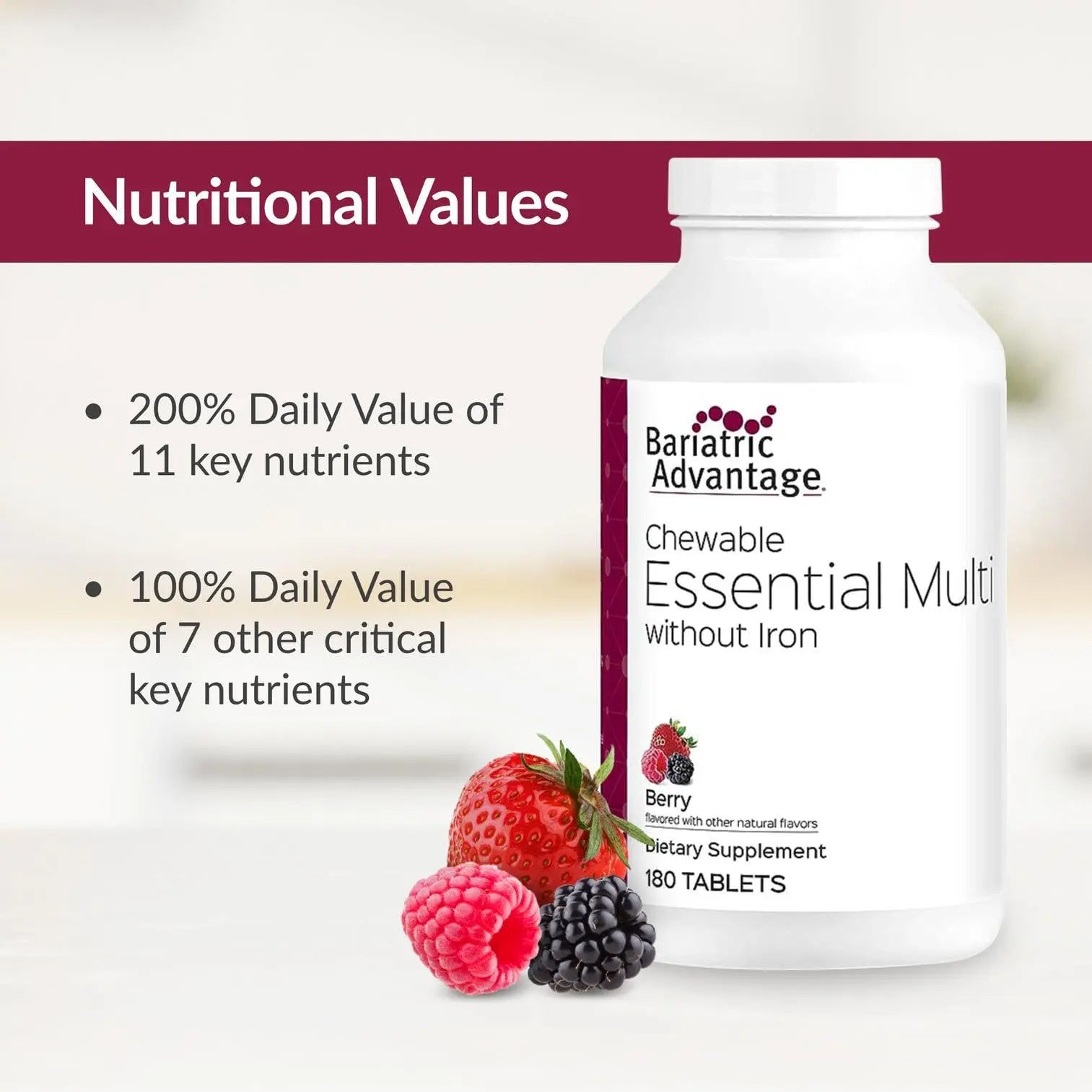 Bariatric Advantage Chewable Essential Multivitamin Without Iron - 200 DV of Key Nutrients - Trace Mineral Support Bariatric Advantage uk supplements