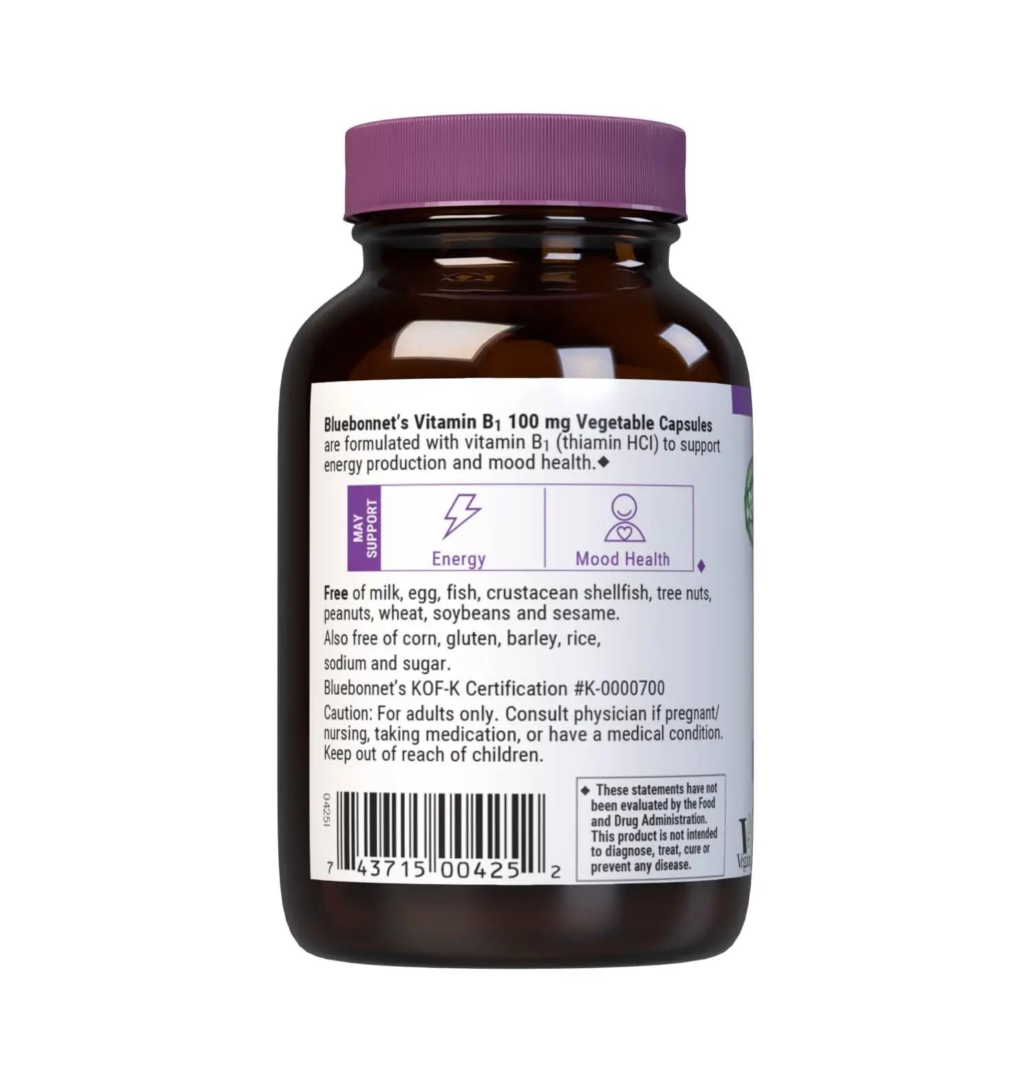 Bluebonnet Vitamin B1 100 mg - Mood Support & Energy Vitamins for Women & Men* - Thiamin HCl - Non-GMO, Vegan, Kosher BlueBonnet uk supplements