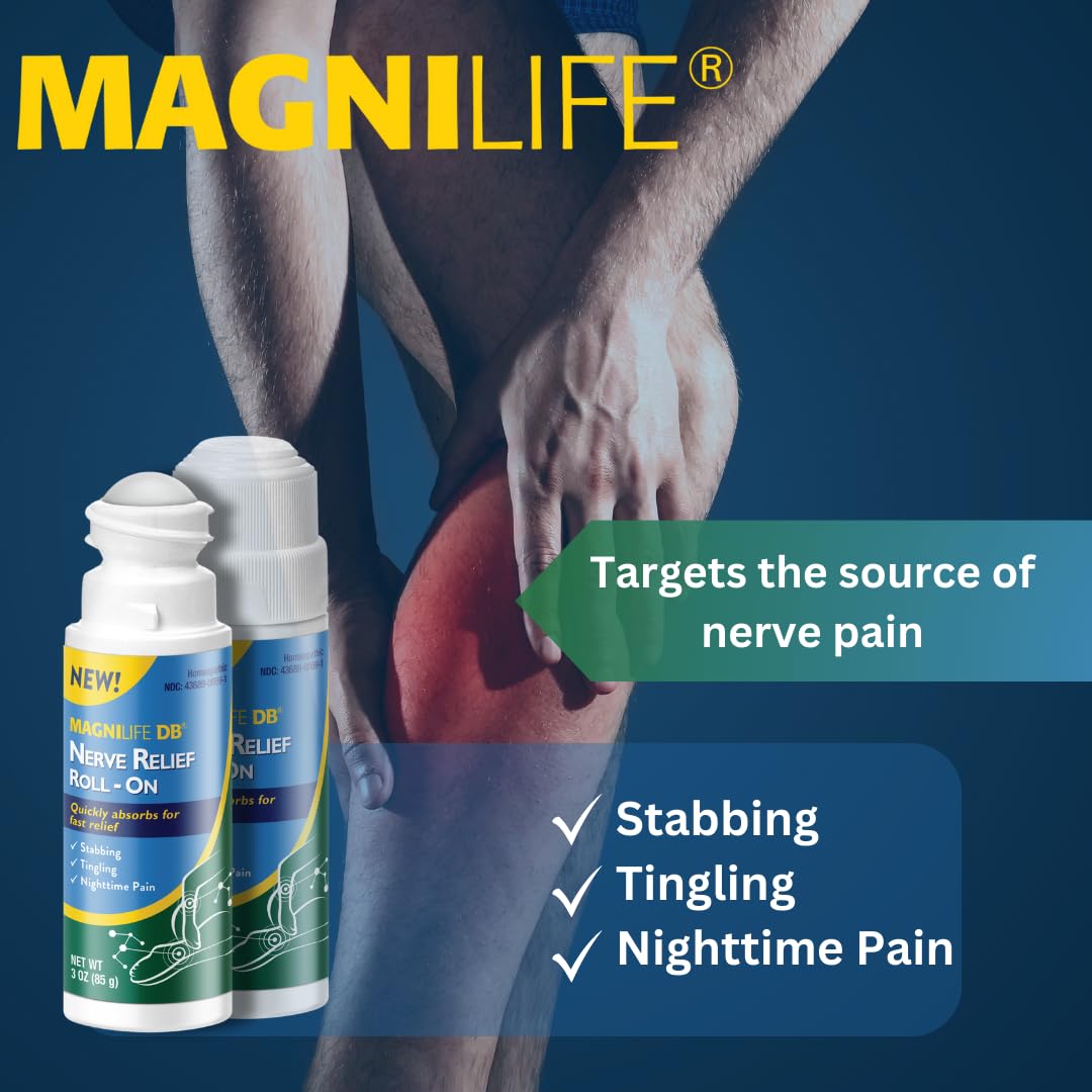 Magnilife DB Nerve Relief Roll On, 3 Oz, Topical Nerve Pain Relief for Feet, Legs, Hands & Arms, Helps Soothe Stabbing, Burning & Tingling Discomfort, Fast-Absorbing, Non-Greasy & Unscented Formula MagniLife uk supplements