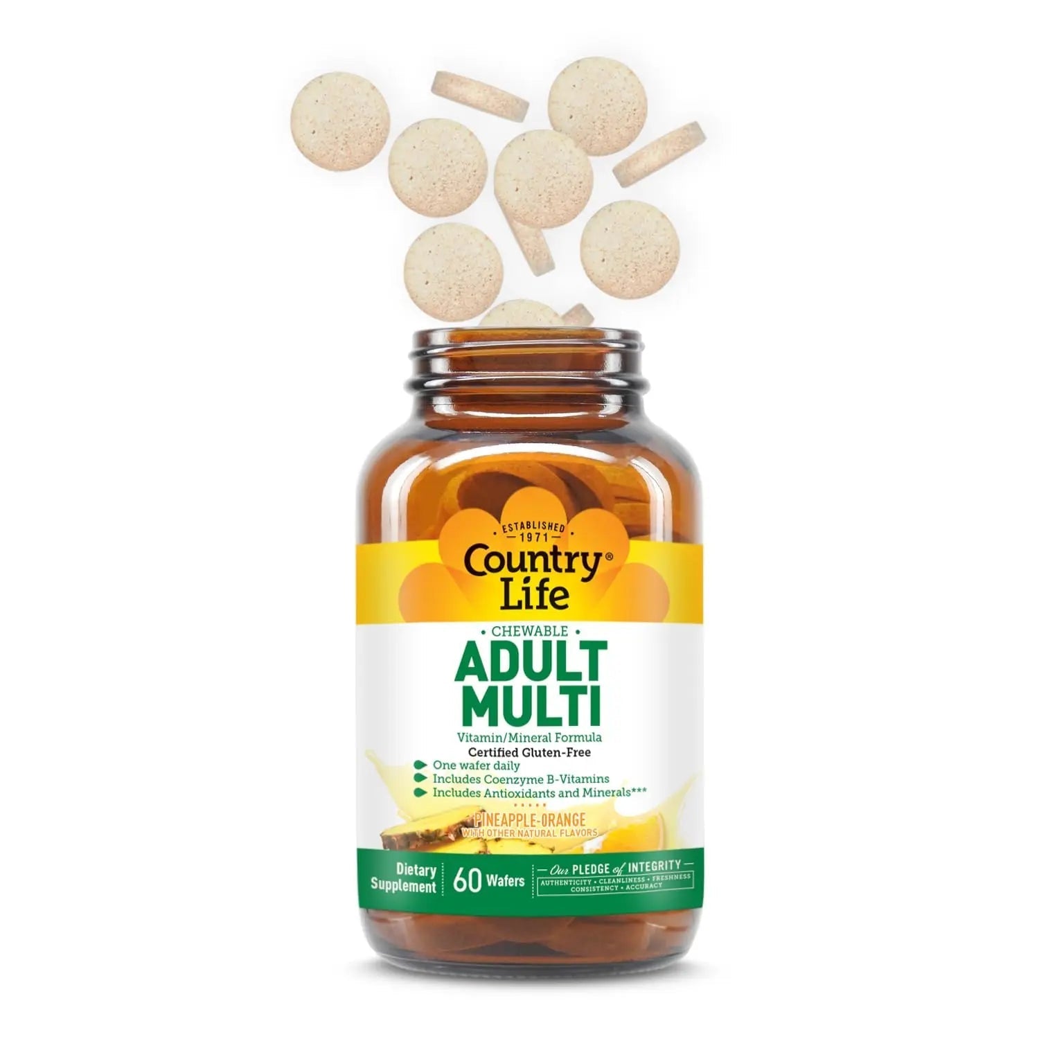 Country Life Adult Chewable Multivitamin with Coenzyme B-Vitamins, Antioxidants, Minerals, Pineapple-Orange Flavor Country Life uk supplements