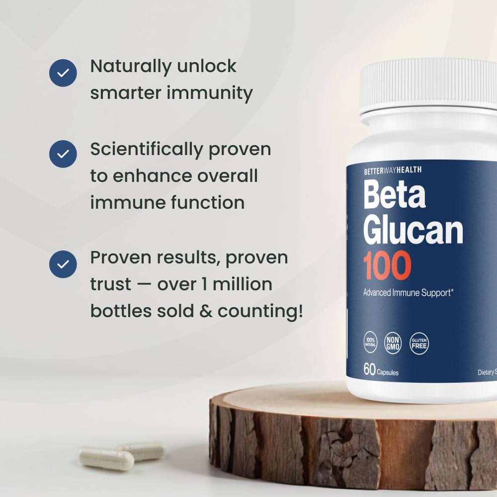 Better Way Health™ - Advanced Immune Readiness - Highly Purified 1,3/1,6 Beta Glucan 100 - Clinically Tested Immune Defense - 100mg/60 Capsules Better Way Health uk supplements