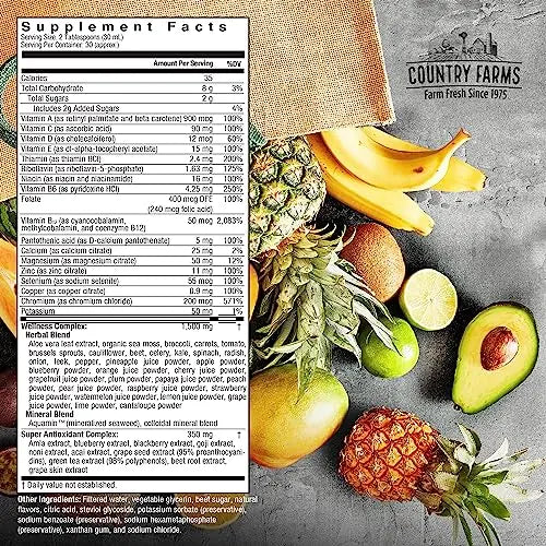 Country Farms Liquid Multivitamin, Vitamins and Minerals for Immune Support and Energy, Herbal Blend, Vegan Country Farms uk supplements
