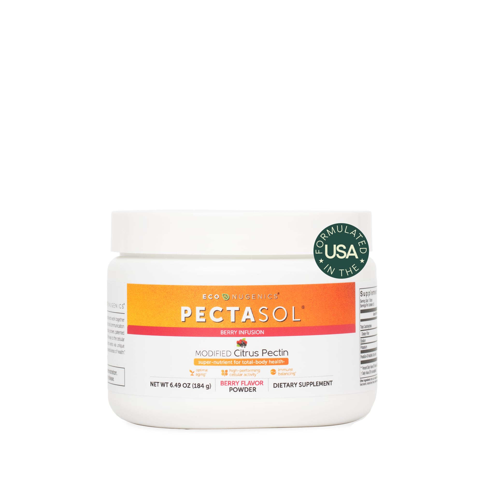 PectaSol Modified Citrus Pectin – 184g Berry Powder – Total-Body Health Supplement to Support the Heart, Immune System, Inflammation Response & Healthy Aging + Maintain Healthy Galectin-3 Levels EcoNugenics uk supplements