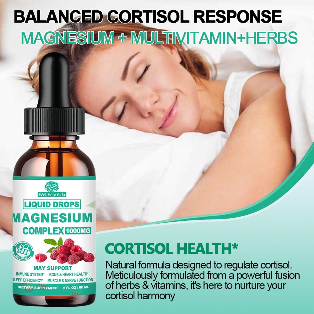 Cortisol Detox for Women & Men w. Super Calm 16-in-1 Magnesium, Theanine, Ashwagandha, St Johns Wort, Lemon Balm, Cortisol Wellness Liquid Drops for Balanced Cortisol, Harmone Balanced & Relaxation WellVeraVida uk supplements