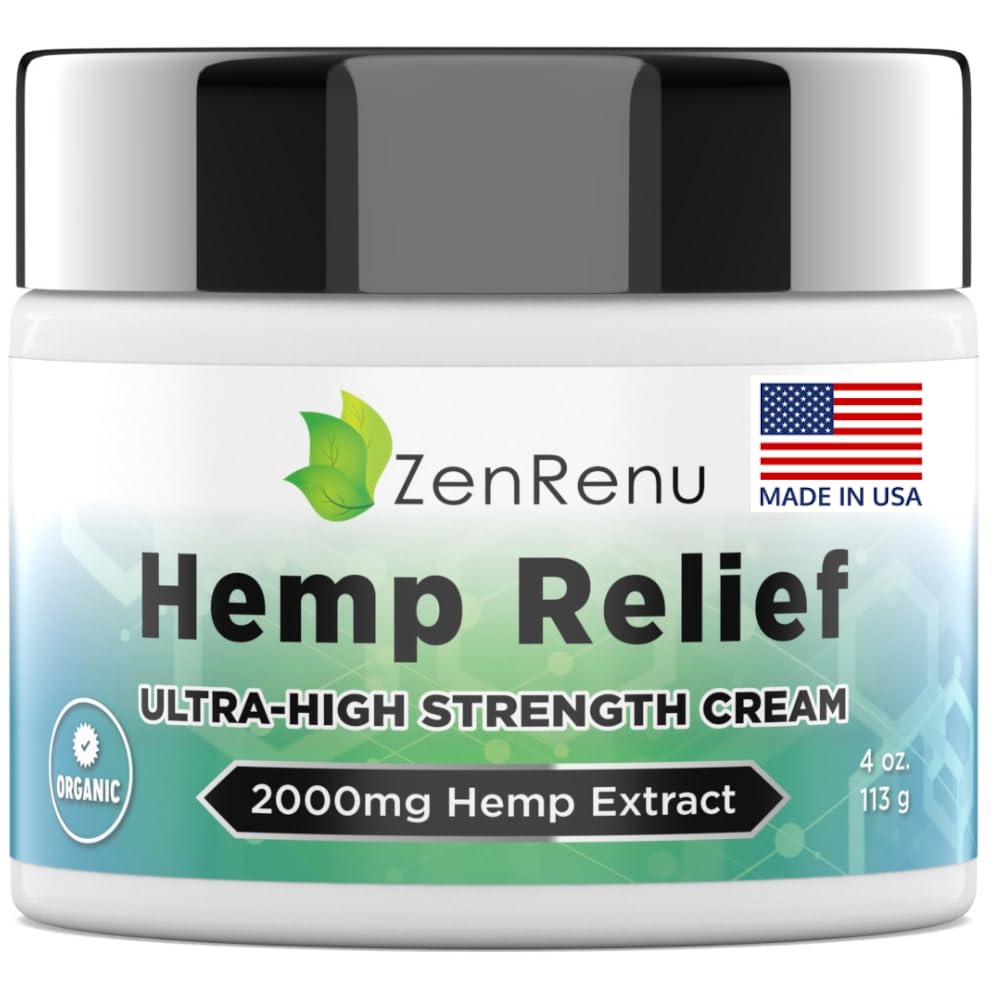 Hemp Cream Maximum Strength - Menthol Rub with Hemp Oil, Arnica, Lavender, Aloe Vera, Kava Kava, & Camphor - Natural Hemp Muscle Rub Cream for Skin, Muscles & Joints - ZenRenu, 4 oz Zenrenu uk supplements