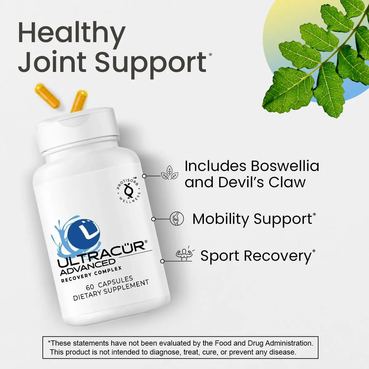 UltraCur Advanced Joint Support Supplement with High Absorption Curcumin - Extra Strength Protisorb Liquid Protein Scaffold - Supports Mobility & Flexibility with Devils Claw & Boswellia - 60 Capsules UltraCur uk supplements
