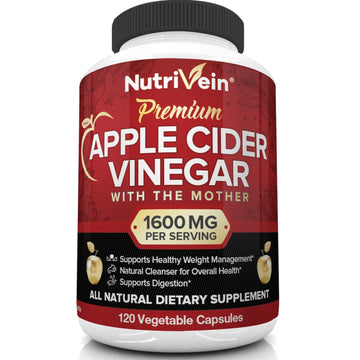 Nutrivein Apple Cider Vinegar Capsules with Mother - 1600mg - 120 Vegan Nutrivein uk supplements