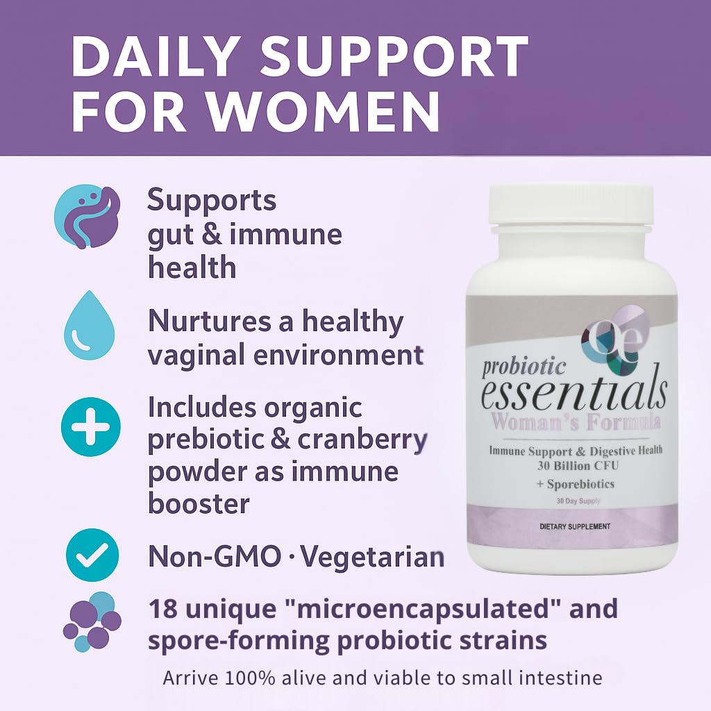 Organic Excellence Probiotics for Women – 30 Billion CFU 18 Strains Prebiotics & Sporebiotics – Gut, Vaginal, Digestive, Immune & Urinary Tract Support – 30 Capsules Organic Excellence uk supplements
