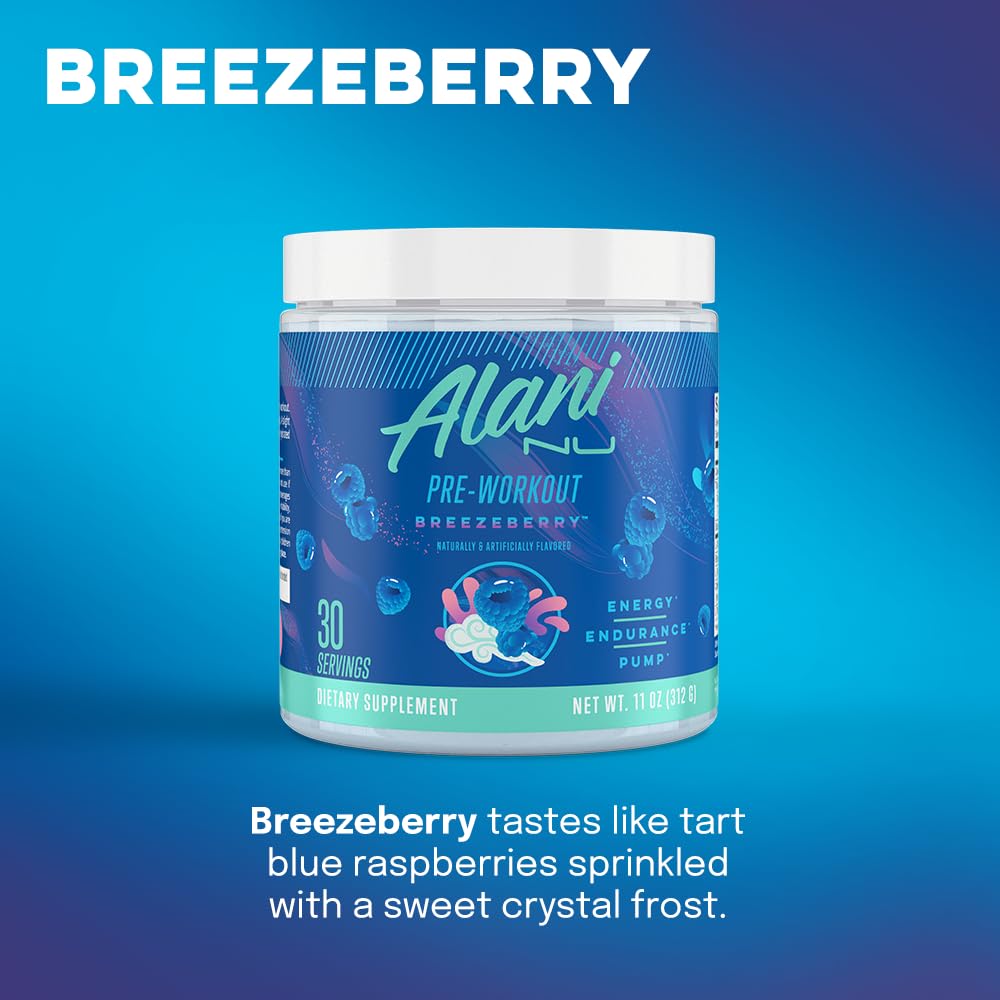 Alani Nu Breezeberry Pre Workout and BCAA Sour Peach Rings Post Workout Powder Alani Nu uk supplements