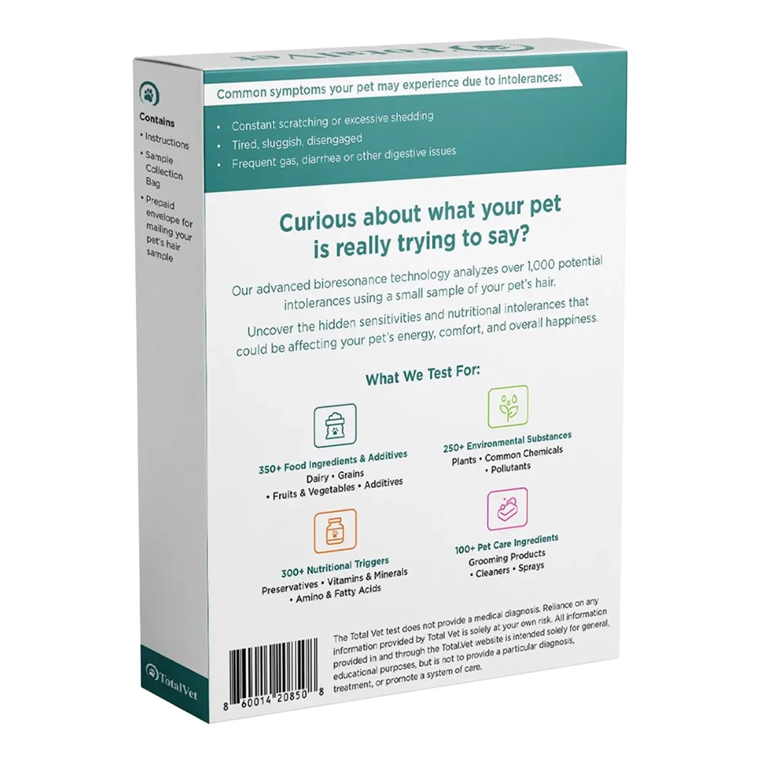 TotalVet Dog Allergy +1000 Food & Nutritional Sensitivity Test, Pet Intolerance Kit at Home — Advanced Complement to DNA Tests for Complete Pet Wellness TotalVet uk supplements