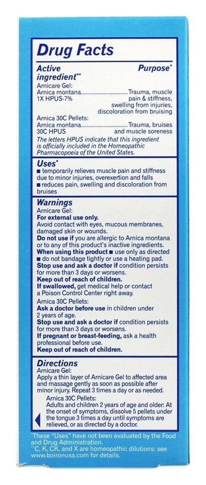 Boiron Arnicare Gel 2.6 oz with Arnica Montana Pellets 80 ct Bluetube Boiron uk supplements