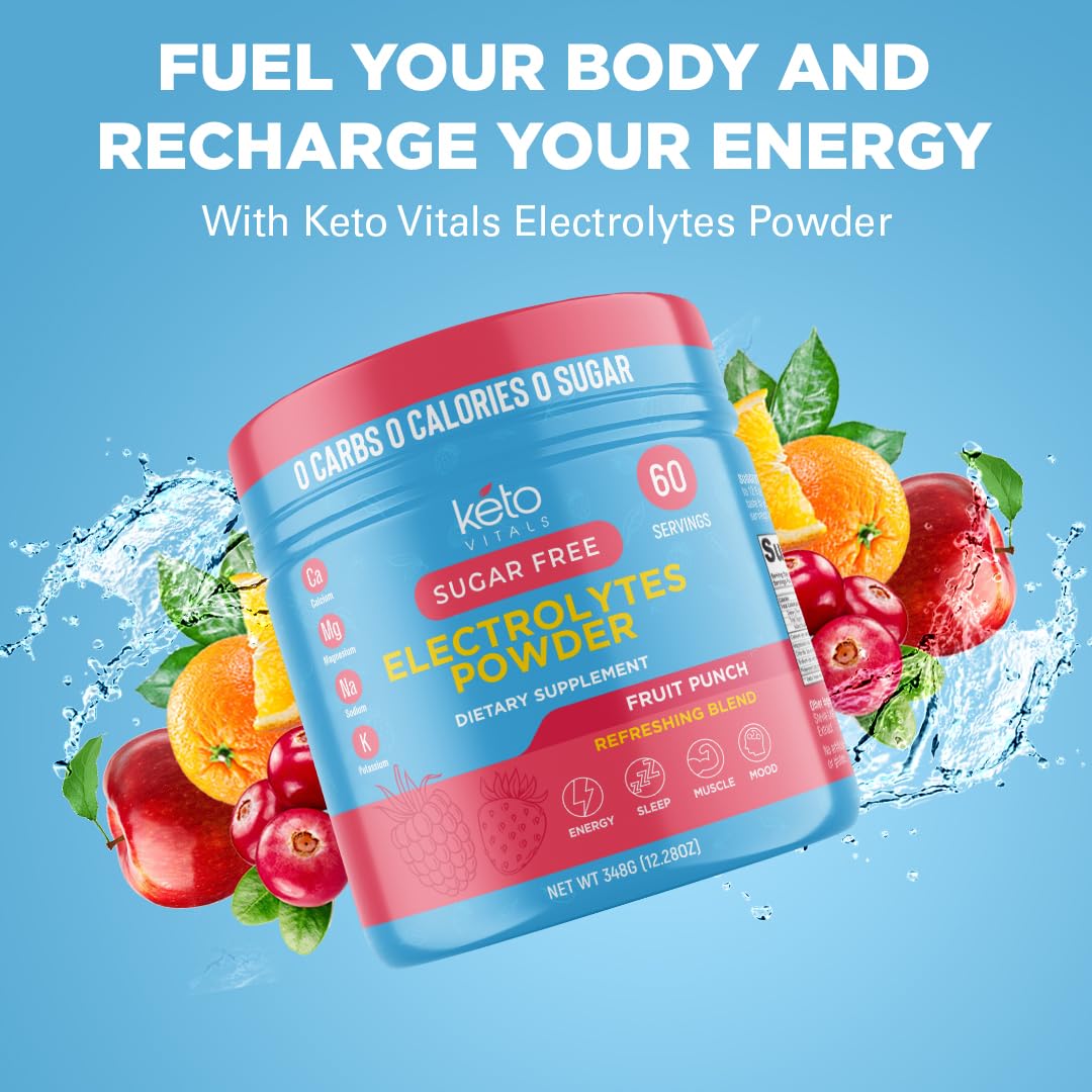 Keto Vitals Keto Electrolytes Powder | Keto-Friendly Electrolytes with Potassium, Magnesium, Sodium, Calcium | Electrolytes Sugar Free | Supplement Energy Drink Mix Keto Vitals uk supplements