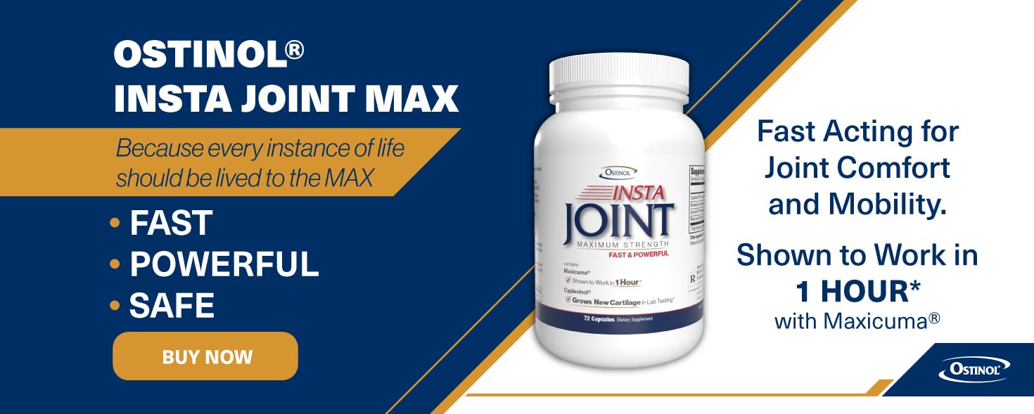Ostinol Insta Joint Maximum Strength – Advanced Joint Support Capsules with Cyplexinol®, Maxicuma®, ApresFlex® & Boswellia – Supports Cartilage, Flexibility & Mobility – 72 Capsules ZYCAL uk supplements