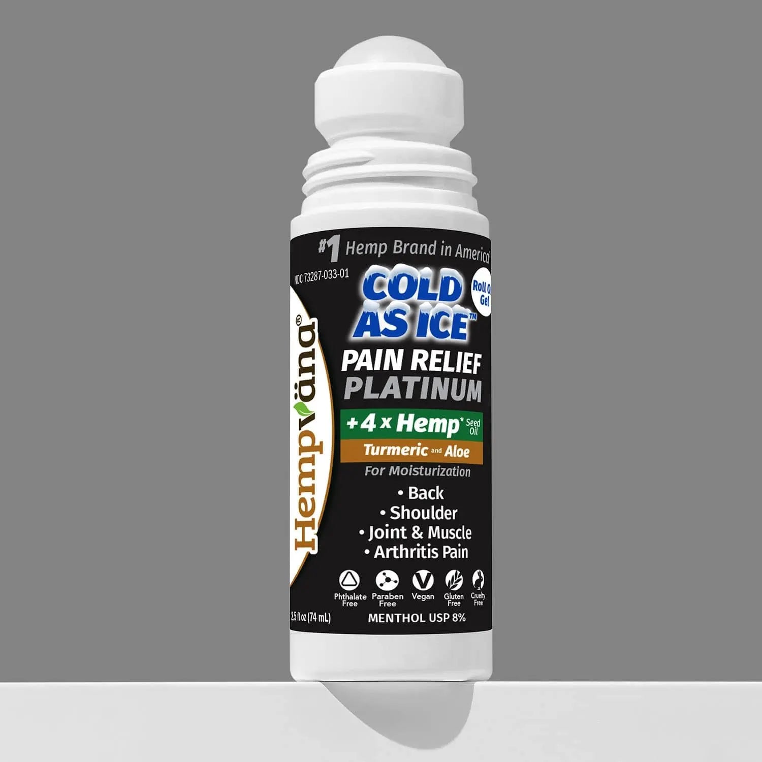 Hempvana Roll On Cold As Ice Platinum Fast Pain Relief for Knees, Neck, Hips, Shoulders, Back + Arthritis Pain Relief w/Hemp Seed Oil, AS SEEN ON TV, Cooling Menthol Hempvana uk supplements